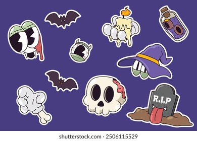 Halloween Vector design Skeleton, Eyes, Candle,bat for  Sticker, Pin, Merchandise, T-shirt