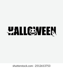 Plantilla de diseño de Vector de Halloween, estilo vintage Emblema del día de Halloween, signo, etiqueta sobre fondo blanco