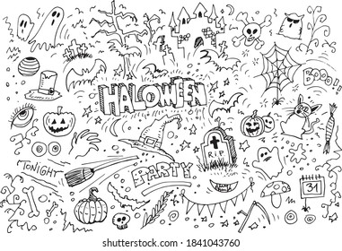Halloween-Vektordoodle, handgezeichnet