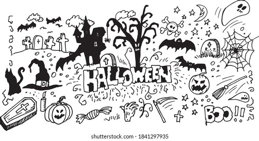 Set de garabatos para vectores de Halloween