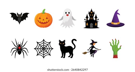 Halloween Vector Elements – Cartoon, Clipart and Line Art Illustration for Print and Digital Use