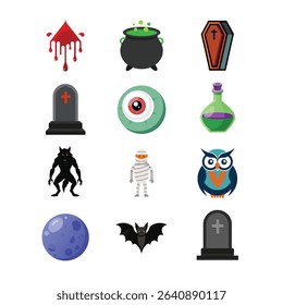 Halloween Vector Elements - Cartoon, Clipart and Line Art Illustration