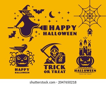 Halloween vector emblem set geometric style