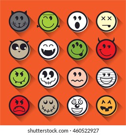 Halloween vector emoticon icon set collection