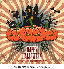 HALLOWEEN VECTOR FESTIVE BACKGROUND WITH PUMPKIN