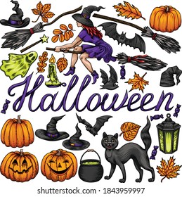 Halloween vector festive colored elements