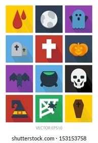 Halloween vector flat design icons
