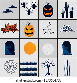 Halloween vector flat icons 