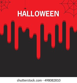 Halloween. A vector flat style with the text and the flowing-down blood. The leaflet, a banner, a poster, for the holiday Halloween.