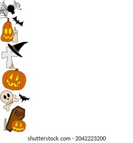Halloween vector frame for banners and promote. Seamless pattern holiday frame. White background