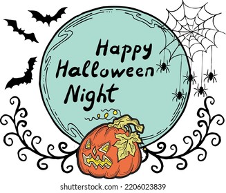 Halloween vector frame. Hand drawn scary and funny cartoon characters. Design for party invitation, store sale, seasonal discount banner, greeting card, background, poster print, decorative elements.