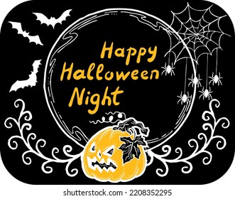 Halloween vector frame. Hand drawn scary and funny cartoon characters. Design for party invitation, store sale, seasonal discount banner, greeting card, background, poster print, decorative elements.