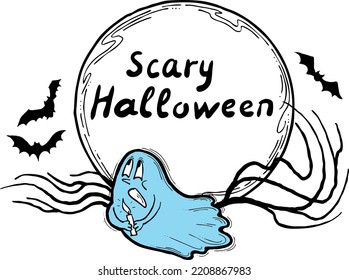 Marco vectorial de Halloween. Hand dibujó a personajes de caricaturas aterradores y divertidos. Diseño para invitación a fiestas, venta de tiendas, banner de descuento de temporada, tarjeta de saludo, fondo, impresión de afiches, elementos decorativos.