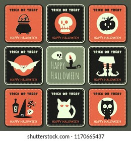 Halloween vector greeting card collection set. Happy halloween banner collection.