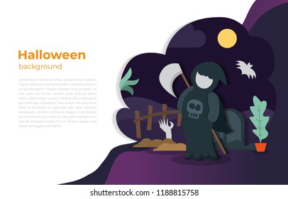Halloween vector  grim reaper  illustration background.