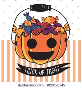 Halloween vector holiday happy pumpkin illustration witch broom trick or treat SLOGAN candy cartoon material card photo frame party accessory design