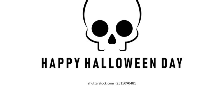 Halloween vector horizontal banner. Mummy bandage design lettering, with typical spooky event ghost illustration