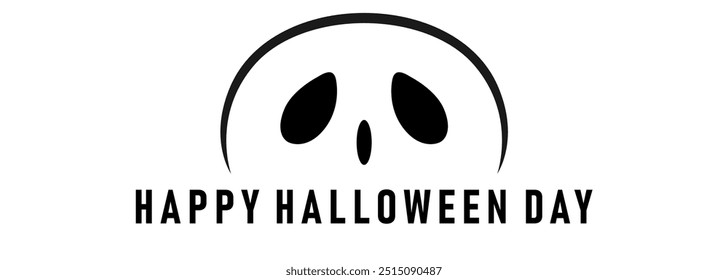 Halloween vector horizontal banner. Mummy bandage design lettering, with typical spooky event ghost illustration