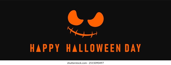 Halloween vector horizontal banner. Mummy bandage design lettering, with typical spooky event ghost illustration