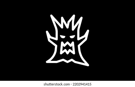 halloween vector icon outline style black background 