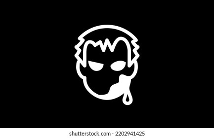 halloween vector icon outline style black background 