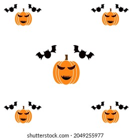 halloween vector icon with pumpkin and bat,seamless pattern in halloween day