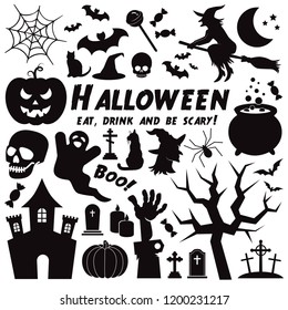 Halloween vector icon set. Symbols of Halloween collection.