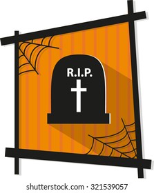 Halloween vector icon with tombstone. In frame