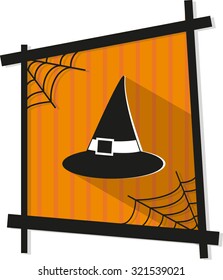 Halloween vector icon with witch hat. In frame
