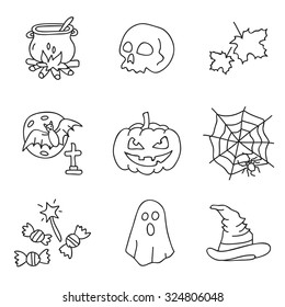 Halloween. Vector icons, hand-drawn.
