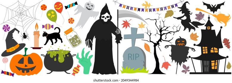 Halloween vector icons and illustration set. EPS10