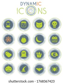 Halloween vector icons on white background with dynamic lines for animation for web and user interface design