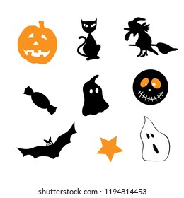 Black Silhouette Halloween Vector Elements Icons Stock Vector (royalty 