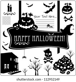 Halloween vector icons set. Design elements.