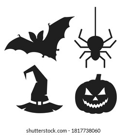 Halloween vector icons set isolated on white background