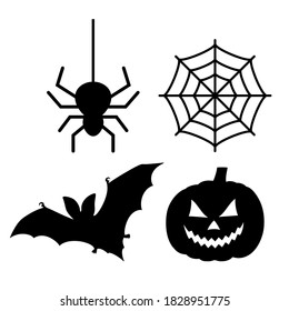 Halloween vector icons set isolated on white background