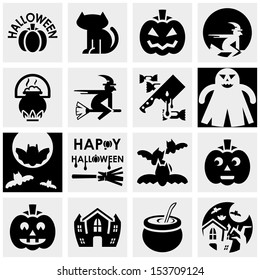 Halloween vector icons set on gray.agro