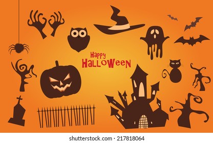 Halloween vector icons set, scary collection