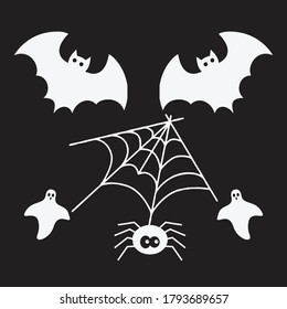 Halloween vector Icons set. Halloween vector icons in white color.
