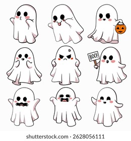 Halloween vector illustration bundle. Playful and expressive Halloween-themed illustration in cartoon style.