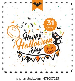 Halloween vector illustration card. Happy Halloween Day.