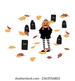 Halloween vector illustration with characters and pets in costumes, October festival scenes, Outdoor party flat style images clipart, digital download, black kids witch ghost skeleton cat dog clip art