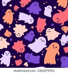 Halloween vector illustration. Colorful halloween ghosts. Cute little vector ghost for halloween party. SHOTLISTspooky