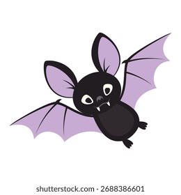 halloween vector illustration of cute bat isolated on white background, cartoon flat style