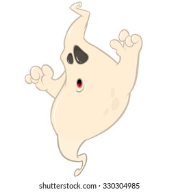Halloween vector illustration of cute ghost on white background