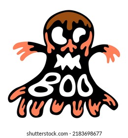 Halloween vector illustration designed in doodle style in black and orange tones on white background for Halloween themed decorations, t-shirt pattern, bag design, mug,  fabric pattern, t-shirt design