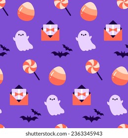 
Halloween vector illustration. Halloween vector elements and pictograms template: ghost, lollipop, candy, bat and invitation card. Drawing.  SHOTLISTspooky