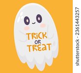 Halloween vector illustration with ghost. Trick or treat