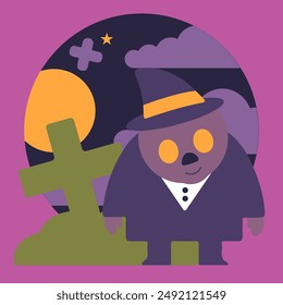 Halloween vector illustration Gravekeeper man