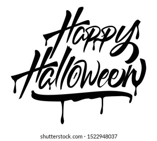Halloween vector illustration. Hand drawn Halloween lettering. Black and white